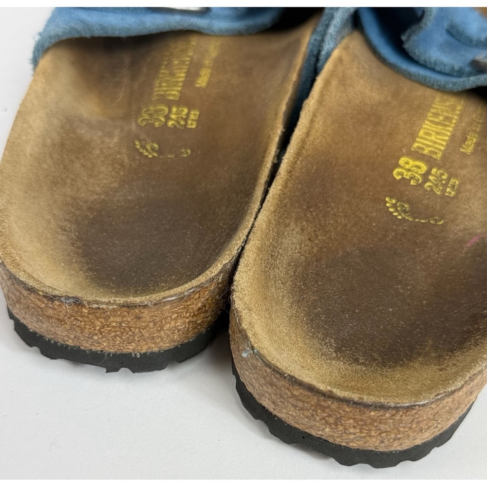 Birkenstock Women’s Zurich Light Blue Suede Slide Sandals, size 7.5 US / 38 EU - Picture 8 of 12